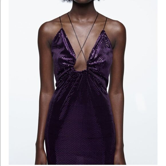 NWT Zara Ring Detail Shiny Dress - Picture 4 of 10